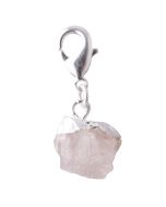 Mini Rough Rose Quartz Charm, Silver Plated (1pc) NETT