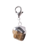 Mini Rough Gold Tiger Eye Charm, Silver Plated (1pc) NETT