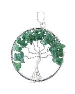 Tree of Life Pendant Green Aventurine Silver Plated (1pc) 
