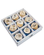 White Quartz Geodes Gift Boxed with ID Card (9pc) NFD