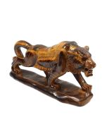 Tiger Eye Tiger Carving With Base (6.5x1.5x4") (1 Piece) NETT