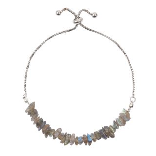 Labradorite Chip Adjustable Sliding Bracelet, Silver Plated (1pc) NETT