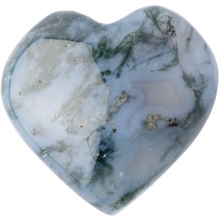 Moss Agate Puff Heart 25-30mm (1pc) NFD
