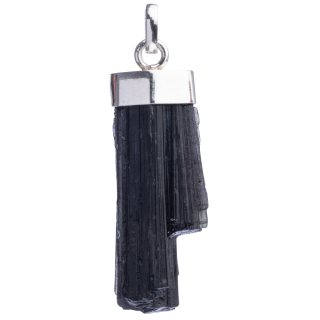 Rough Black Tourmaline 925 Sterling Silver Pendant, Brazil (1pc) NETT