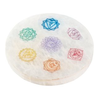 Chakra Selenite Circle, Colour, 10cm (1pc)