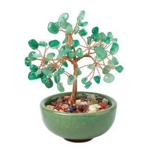 Aventurine Gemstone Tree in Cup, 115mm (1pc) NFD