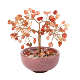 Carnelian Gemstone Tree in Cup, 115mm  (1pc) NFD