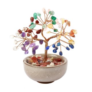 Mixed Gemstone Tree in Cup, 115mm (1pc) NFD