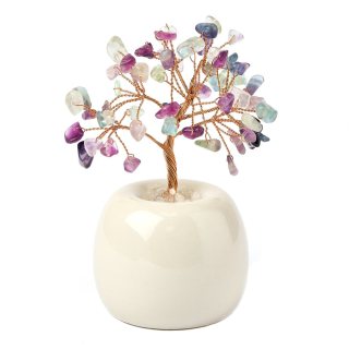 Rainbow Fluorite Gemstone Tree in Flowerpot, 120mm (1pc) NFD