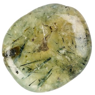 Epidot in Prehnite with black Tourmaline Smoothstone (1pc)