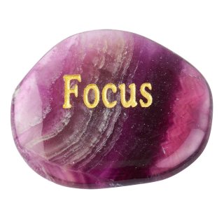 Rainbow Fluorite Smoothstone with FOCUS etching (1pc)