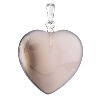 Agate Heart Pendant, Sterling Silver, 20mm