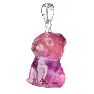Candy Fluorite Pug Pendant with Sterling Silver bail (1pc)