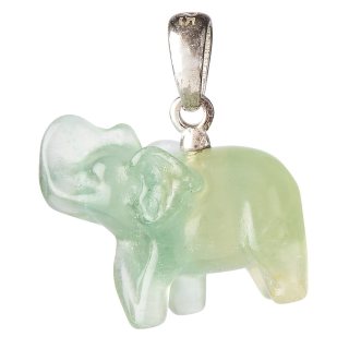 Candy Fluorite Elephant Pendant, Sterling Silver (1pc)