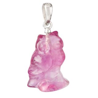Candy Fluorite Owl Pendant, Sterling Silver (1pc)