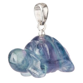 Candy Fluorite Tortoise Pendant, Sterling Silver (1pc)