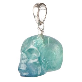 Candy Fluorite Skull Pendant, Sterling Silver (1pc)