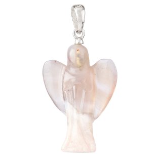 Blossom Agate Angel Pendant, Sterling Silver, 1" (1pc)