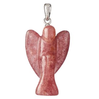 Strawberry Quartz Angel Pendant, Sterling Silver, 1" (1pc)