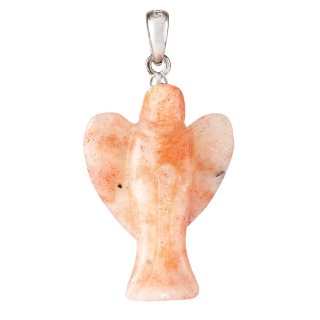 Sunstone Angel Pendant, Sterling Silver, 1" (1pc)