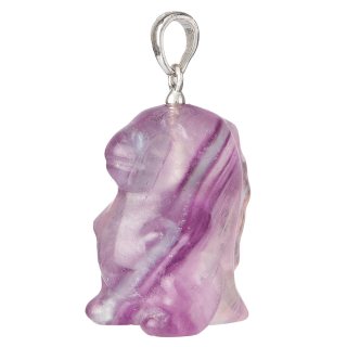 Rainbow Fluorite Cartoon Dinosaur Pendant, Sterling Silver (1pc)