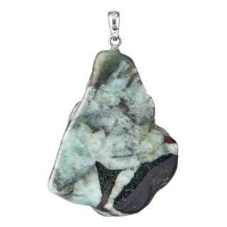 Emerald Natural Edge Slab Pendant, Sterling Silver Bail (1pc)