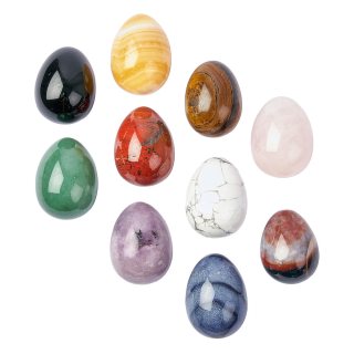 Assorted Gemstone Eggs, 32x40mm (10pcs)