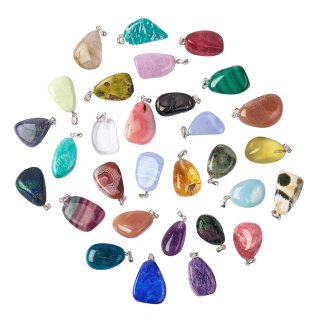 Tumblestone Pendants A Grade Mix,18-25mm, Sterling Silver (30pcs)