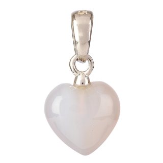 Tiny Agate Heart Pendant, 6x8mm, Sterling Silver (1pc)