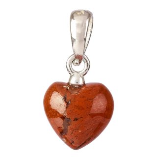 Tiny Red Jasper Heart Pendant, 6x8mm, Sterling Silver (1pc)