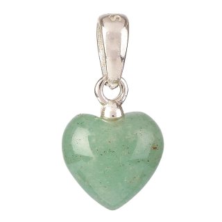 Tiny Green Aventurine Heart Pendant, 6x8mm, Sterling Silver (1pc)
