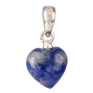 Tiny Sodalite Heart Pendant, 6x8mm, Sterling Silver (1pc)
