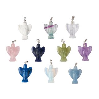 Assorted Crystal Angel Pendants, Sterling Silver (10pcs) NFD