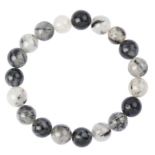 10mm Tourmalinated Quartz Bead Bracelet (1pc)