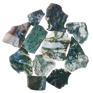Moss Agate Polished Free Form Slabs, 5/20mm x 50/100mm (KGS)