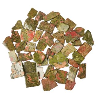 Unakite Polished Freeform Slabs, 4/15mm x 30/70mm (KGS)
