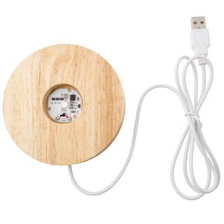 Colour Changing Light Box USB LED, Round Wooden Base 10cm (1pc) NETT