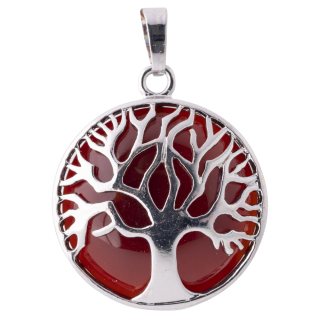 Carnelian Tree of Life Chrome Plated Pendant (1pc)