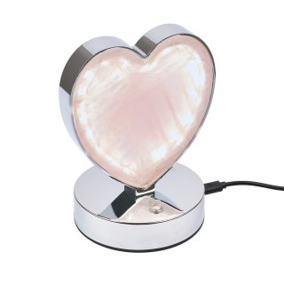 Rose Quartz Heart Lamp, Silver Plated, USB (1pc) NFD
