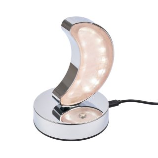 Rose Quartz Moon Lamp, Silver Plated, USB (1pc) NFD