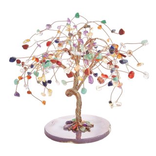 Chakra Willow Gem Tree with Agate Slice Base (1pc) NFD