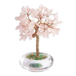 Rose Quartz Gem Tree with Clear Bowl (1pc) NFD