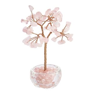 Mini Rose Quartz Tree with Clear Cup (1pc)
