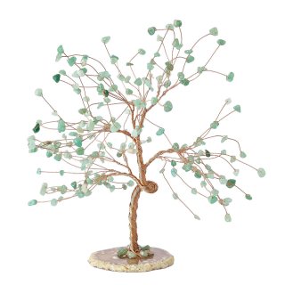 Green Aventurine Willow Tree with Agate Slice Base (1pc) NFD