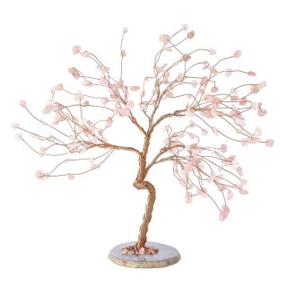 Rose Quartz Willow Tree with Agate Slice Base (1pc) NFD