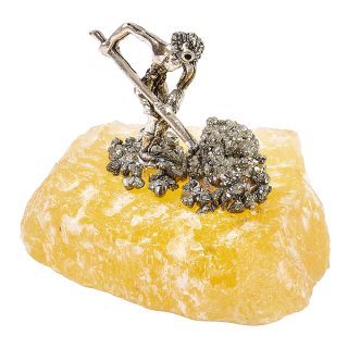 Amber Fluorite chunk with Miner (1pc) NFD