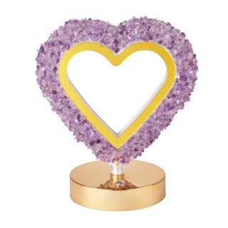 Amethyst Heart Lamp, Gold Edge (1pc) NFD