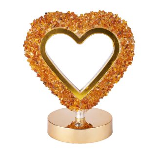 Amber Chip Heart Lamp, Gold Edge (1pc) NFD