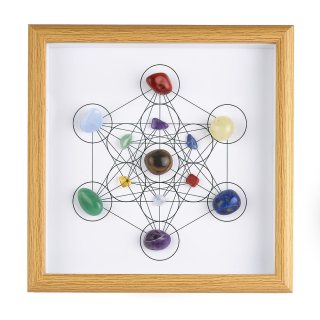 Framed Crystal Grid, Metatron’s Cube with Tiger Eye Centre (1pc) NFD