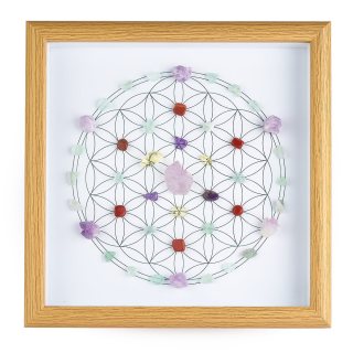 Crystal Grid Flower of Life in Deep Wood Frame (1pc) NFD